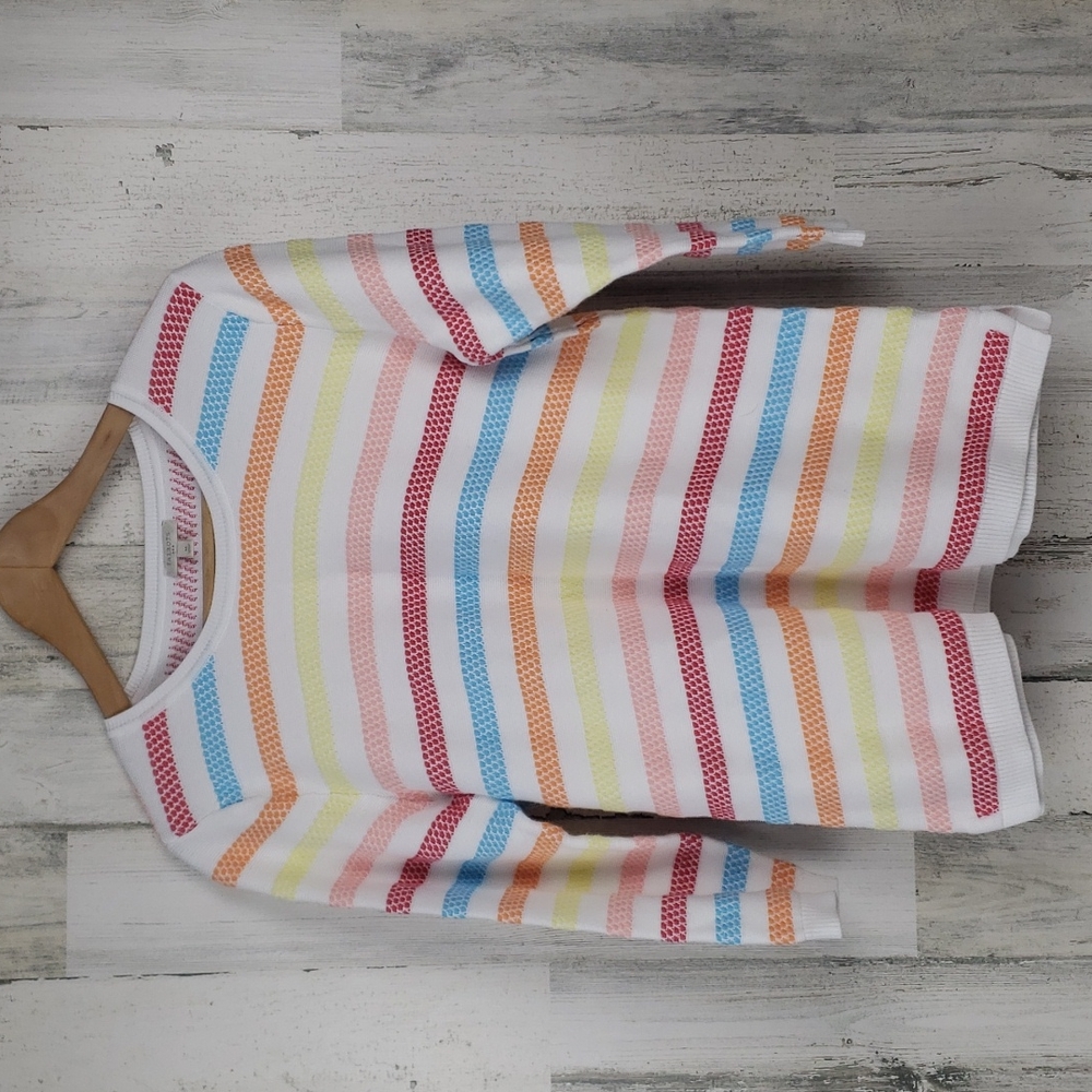 Talbots factory white multicolor striped sweater Size Medium